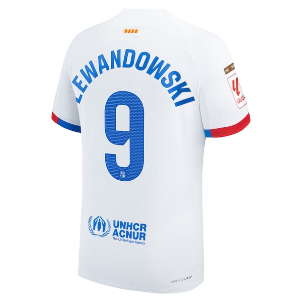Robert Lewandowski Barcelona Nike 2023/24 Away Authentic Jersey - White/Aqua/Royal - Image 4