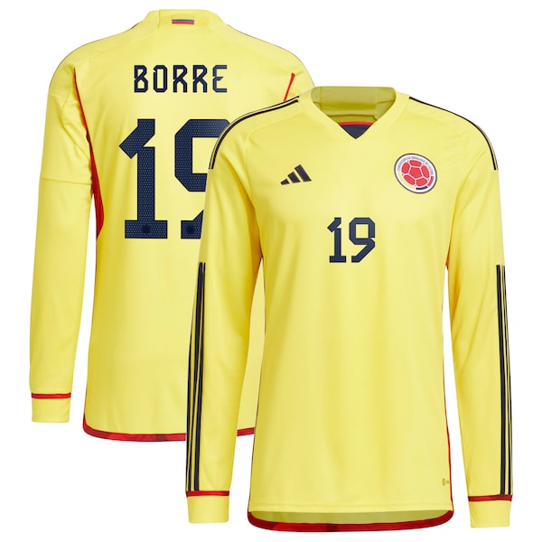 Rafael Borr¨¦ Colombia National Team adidas 2022/23 Home Replica Long Sleeve Player Jersey - Yellow