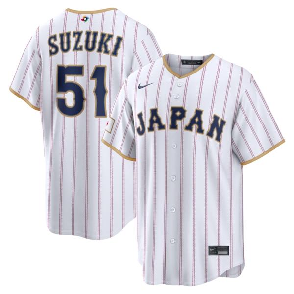 Seiya Suzuki Japan Baseball Nike 2026 World Baseball Classic Home Stadium Jersey - White/Navy - Image 2