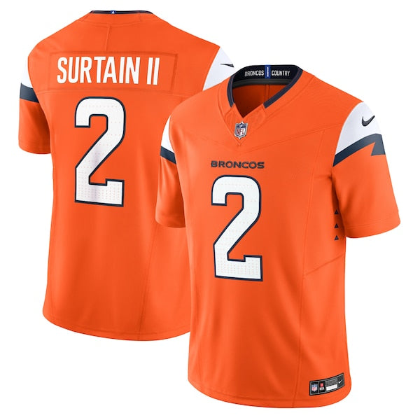 Patrick Surtain II Denver Broncos Nike Vapor F.U.S.E. Limited Jersey - Orange/Navy - Image 2