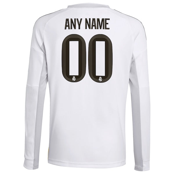 Los Merengues adidas Youth 2025/26 Home Replica Long Sleeve Custom Jersey - White - Image 3