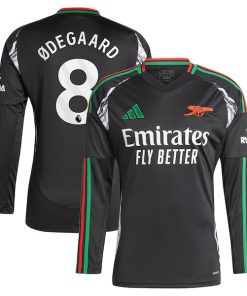 Alternative view of Martin Odegaard Arsenal adidas 2024/25 Away Replica Long Sleeve Player Jersey - Black