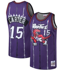 Alternative view of Vince Carter Toronto Raptors 1998/99 Hardwood Classics Swingman Jersey - Purple/White