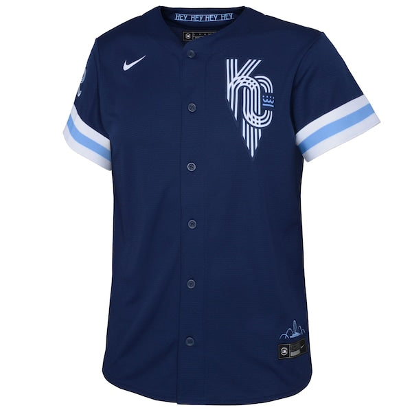 Salvador Perez Kansas City Royals Nike Youth 2022 City Connect Replica Player Jersey - Navy - Image 2
