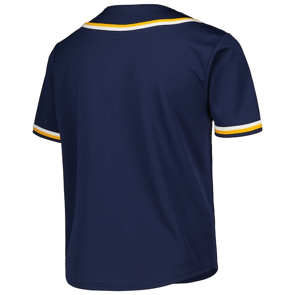 Youth Navy Milwaukee Brewers Full-Button Replica Jersey - Image 3