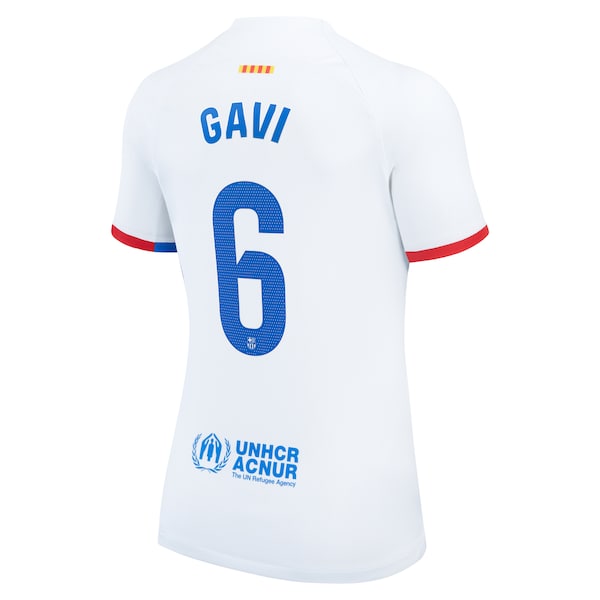 Gavi Barcelona Nike Women's 2023/24 Away Stadium Replica Player Jersey - White - Image 3