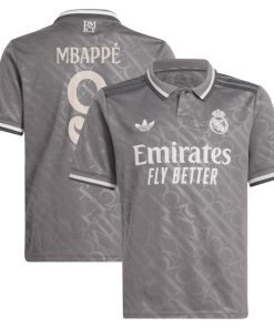 Kylian Mbapp¨¦ Los Merengues adidas Originals Youth 2024/25 Third Replica Player Jersey - Charcoal