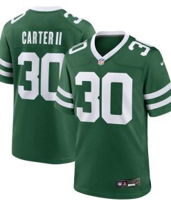 Alternative view of Michael Carter II New York Jets Nike Team Game Jersey - Legacy Green