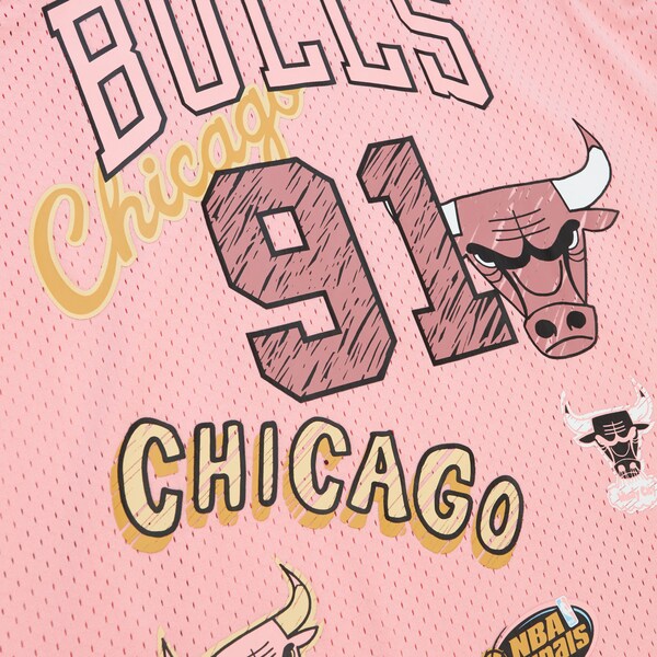 Dennis Rodman Chicago Bulls 1997/98 Swingman Sidewalk Sketch Jersey - Pink - Image 5