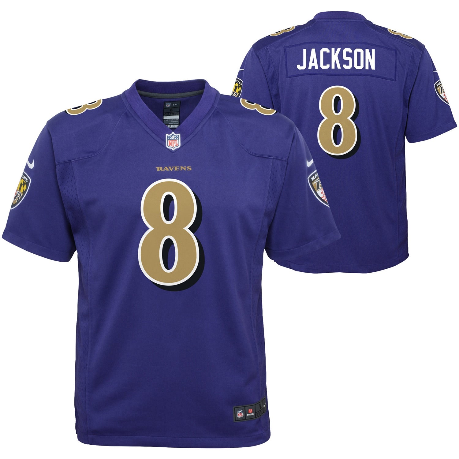 Lamar Jackson Baltimore Ravens Nike Youth Fashion Game Jersey - Black/Purple - Image 6