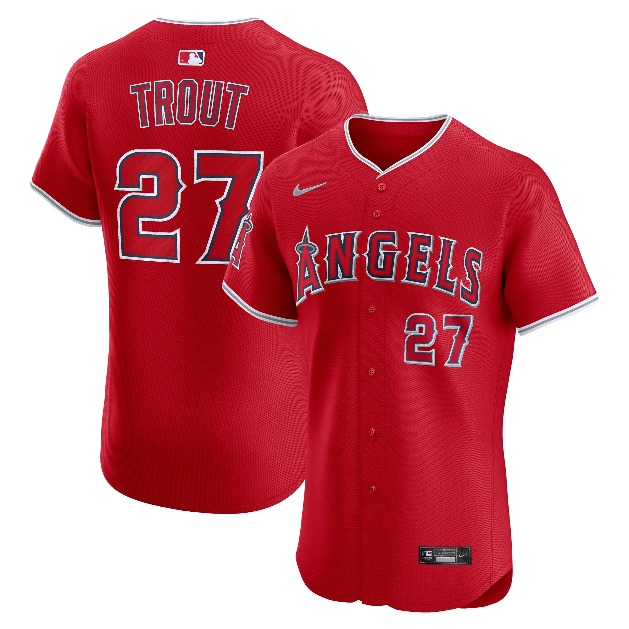 Mike Trout Los Angeles Angels Nike Home ElitePlayer Jersey - White/Red - Image 6