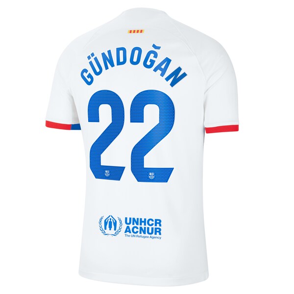 Ilkay G¨¹ndogan Barcelona Nike 2023/24 Away Stadium Replica Player Jersey - White/Aqua/Royal - Image 4