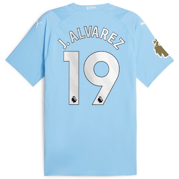 Juli¨¢n ¨¢lvarez Manchester City Puma 2023/24 Home Authentic Player Jersey - Sky Blue - Image 3