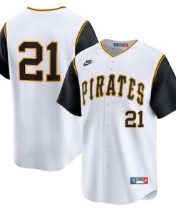 Alternative view of Roberto Clemente Pittsburgh Pirates Nike Throwback Cooperstown Limited Jersey - White/Gray