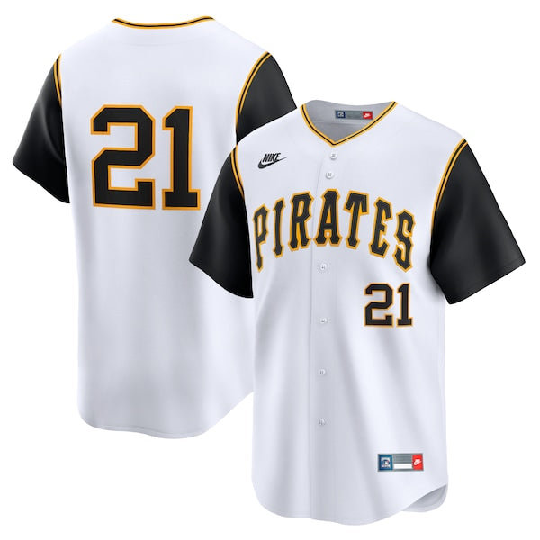 Roberto Clemente Pittsburgh Pirates Nike Throwback Cooperstown Limited Jersey - White/Gray - Image 2