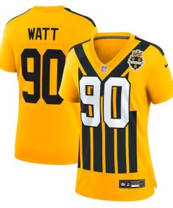 Alternative view of T.J. Watt Pittsburgh Steelers Nike Women's Alternate 1933 Throwback Game Jersey - Gold/Black