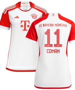 Alternative view of Kingsley Coman Bayern Munich adidas Women's 2023/24 Home Replica Jersey - White/Black