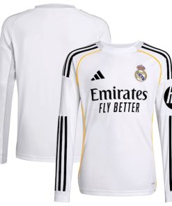 Los Merengues adidas Youth 2025/26 Home Replica Long Sleeve Jersey - White