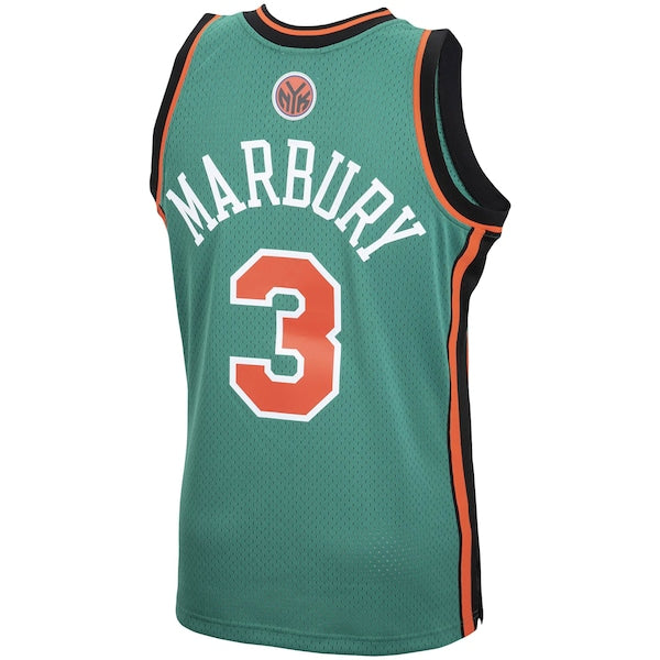 Stephon Marbury New York Knicks 2001/02 Hardwood Classics Swingman Jersey - Green - Image 3