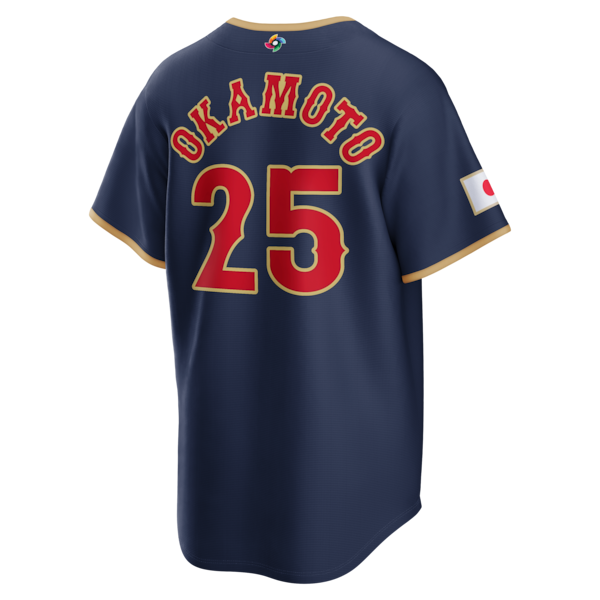 Kazuma Okamoto Japan Baseball Nike 2026 World Baseball Classic Road Stadium Jersey - Navy/White - Image 4