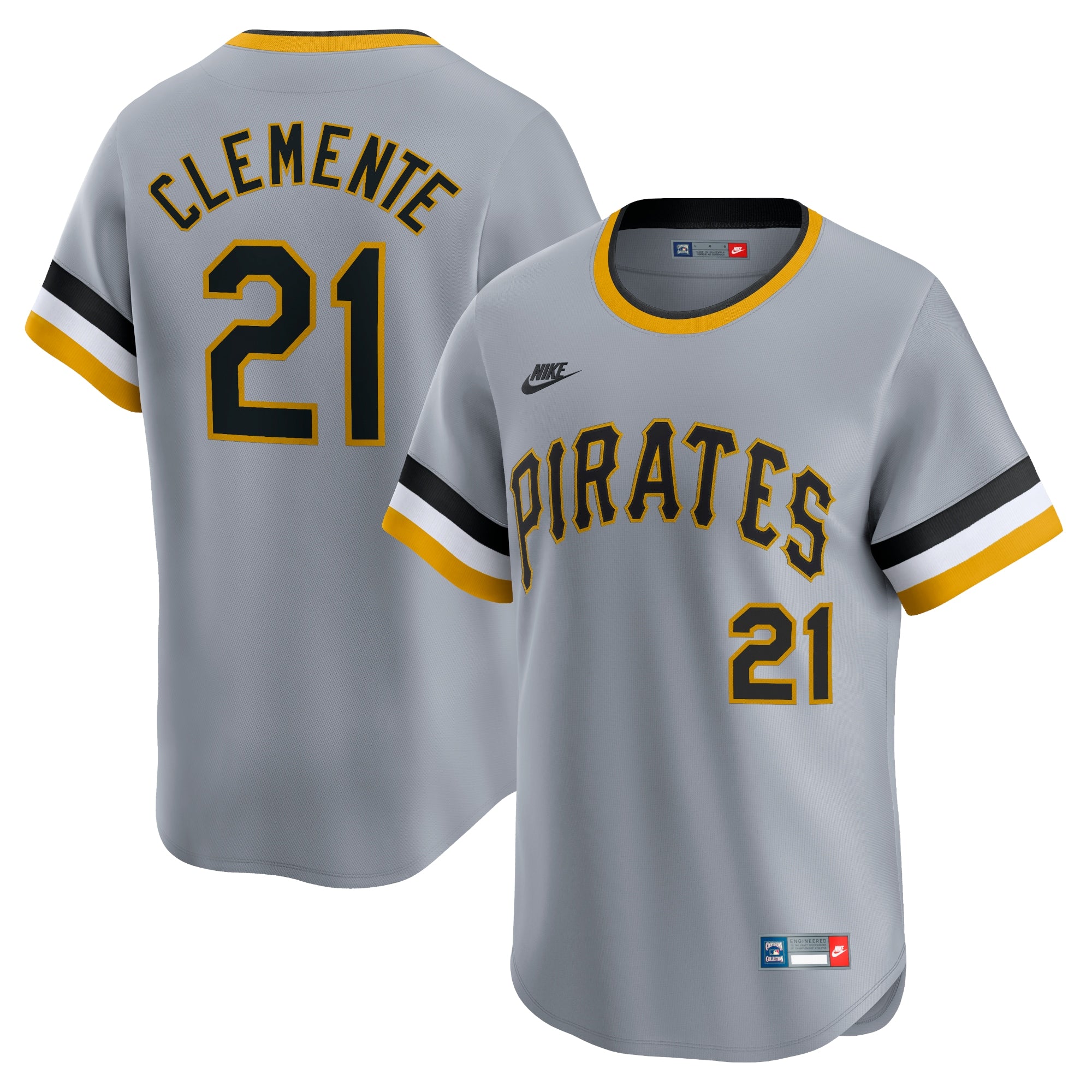 Roberto Clemente Pittsburgh Pirates Nike Throwback Cooperstown Limited Jersey - White/Gray - Image 6