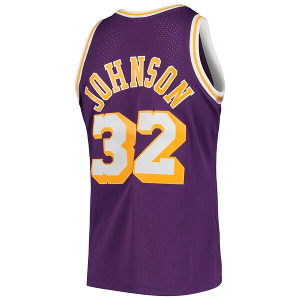Magic Johnson Los Angeles Lakers 1984/85 Hardwood Classics Swingman Jersey - Purple/Gold - Image 4