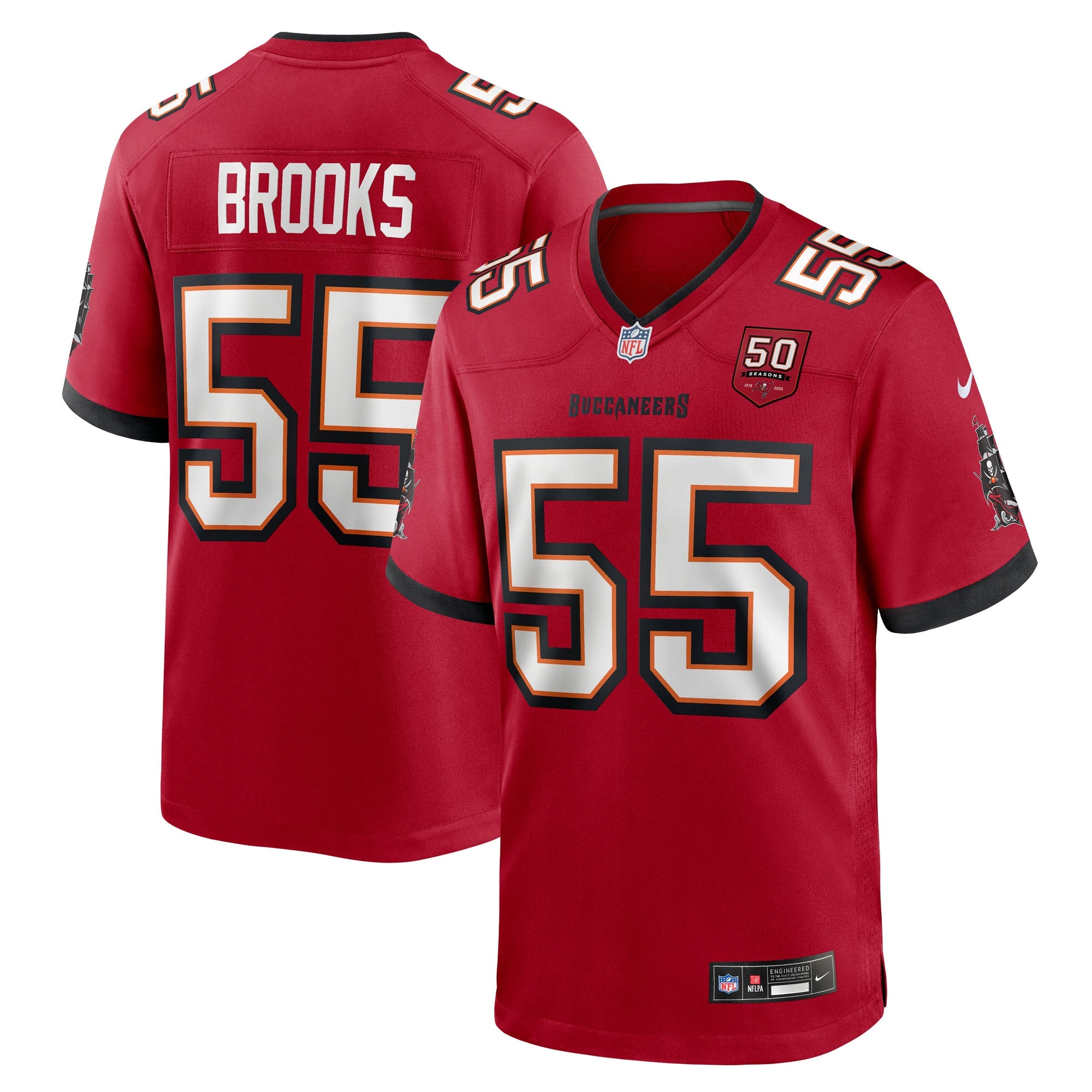 Derrick Brooks Tampa Bay Buccaneers Nike 50th Season Game Jersey - Creamsicle/Red - Image 5