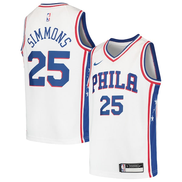 Ben Simmons Philadelphia 76ers Nike Youth Swingman Jersey - White/Royal - Image 2
