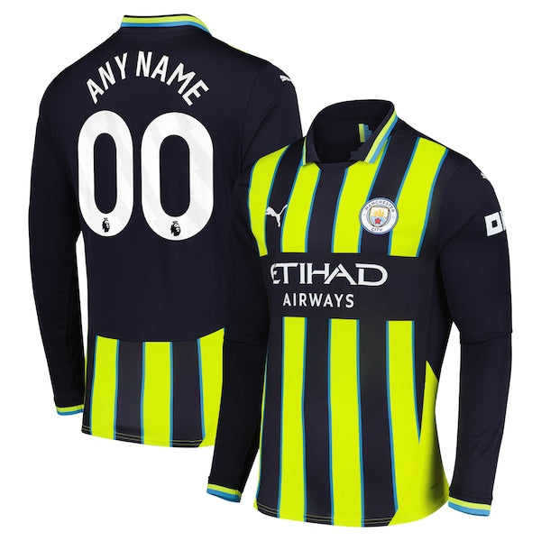 Manchester City Puma 2024/25 Away Replica Long Sleeve Custom Jersey - Navy - Image 2
