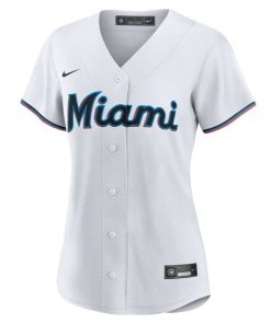 Alternative view of Eury Perez Miami Marlins Nike Women's Home Replica Jersey - White