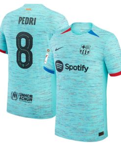 Pedri Barcelona Nike 2023/24 Third Authentic Jersey - Aqua/Royal/White