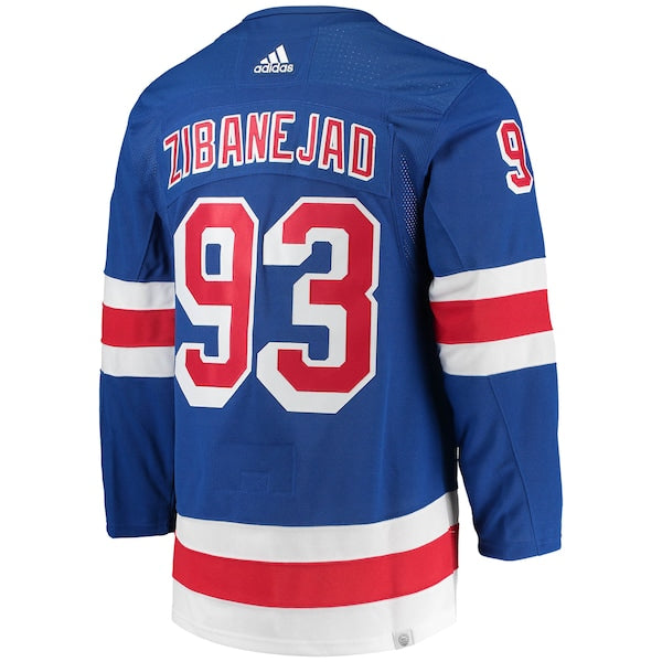 Mika Zibanejad New York Rangers adidas Home Primegreen Authentic Player Jersey - Blue - Image 3