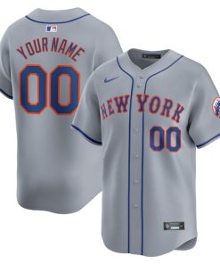 New York Mets Nike Away Limited Custom Jersey - Gray