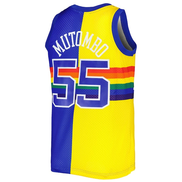 Dikembe Mutombo Denver Nuggets Hardwood Classics 1991/92 Split Swingman Jersey - Royal/Gold - Image 3
