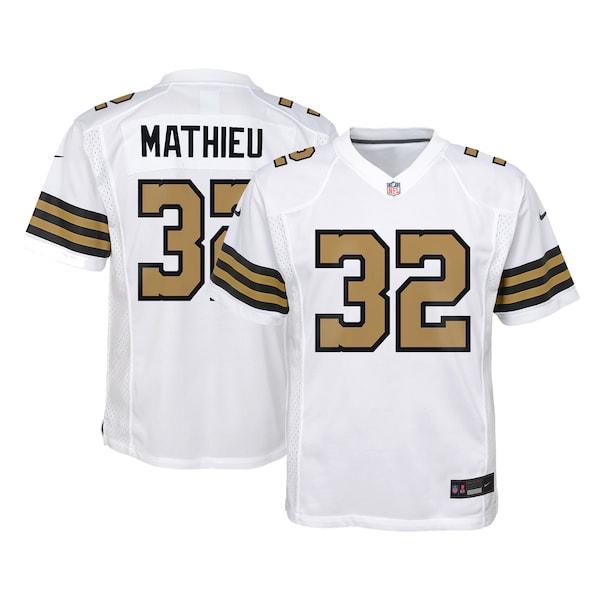 Tyrann Mathieu New Orleans Saints Nike Youth Game Jersey - White/Black - Image 2
