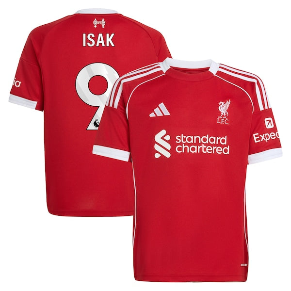 Alexander Isak Liverpool adidas Youth 2025/26 Home Replica Player Jersey - Red/Green - Image 2