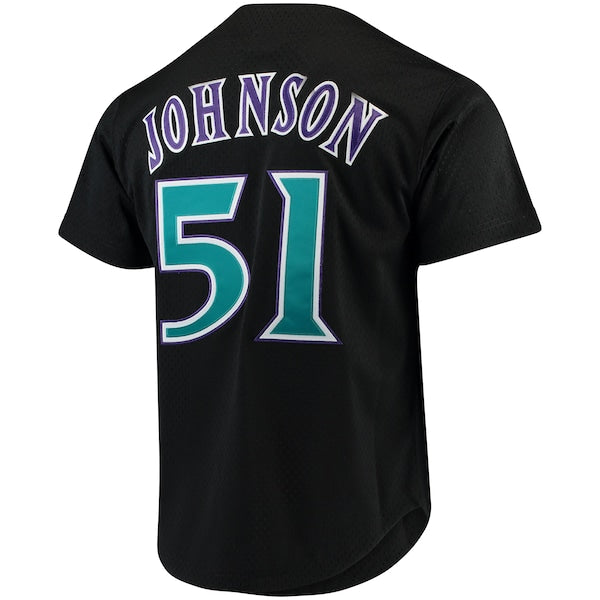 Randy Johnson Arizona Diamondbacks Cooperstown Collection Mesh Batting Practice Button-Up Jersey - Black - Image 3