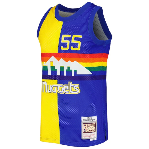 Dikembe Mutombo Denver Nuggets Hardwood Classics 1991/92 Split Swingman Jersey - Royal/Gold - Image 2