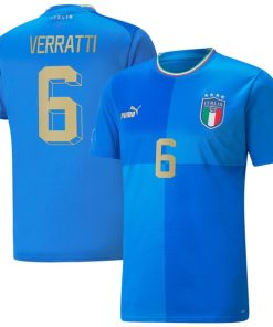 Marco Verratti Italy National Team Puma 2022/23 Home Replica Player Jersey - Blue