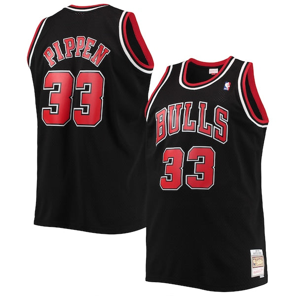 Scottie Pippen Chicago Bulls Big & Tall Hardwood Classics Swingman Jersey - Black/Red - Image 2