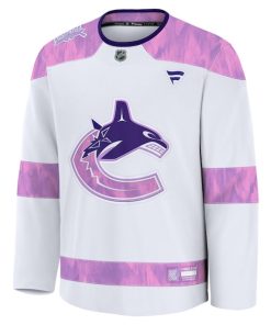 Alternative view of Vancouver Canucks  Hockey Fights Cancer Practice Jersey - White