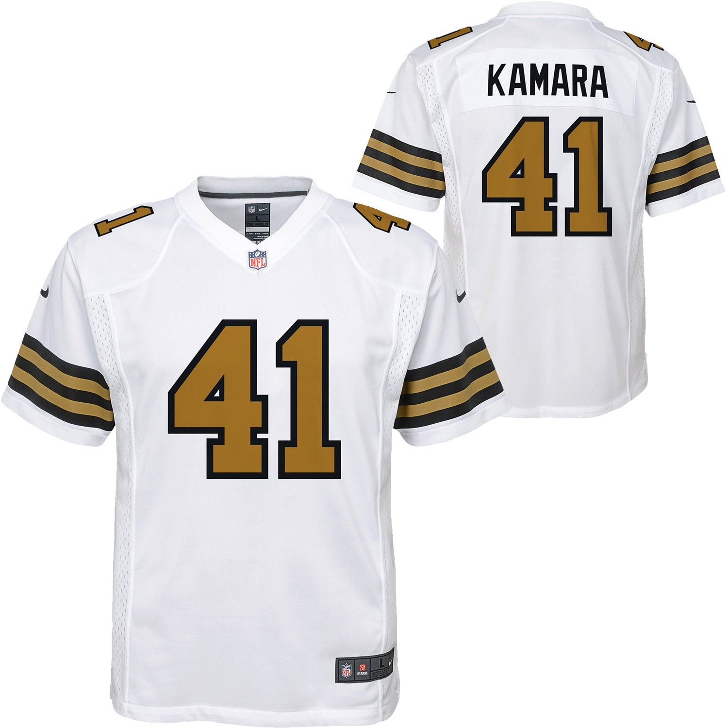 Alvin Kamara New Orleans Saints Nike Youth Gameday Golds Alternate Game Player Jersey - Gold/Black/White - Image 7