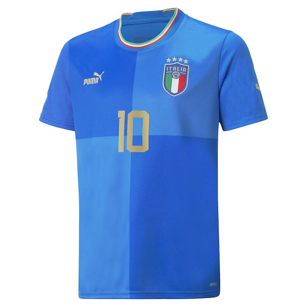 Lorenzo Insigne Italy National Team Puma Youth 2022/23 Home Replica Player Jersey - Blue - Image 2