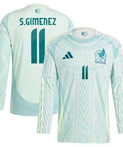 Santiago Gim¨¦nez Mexico National Team adidas 2024 Away Replica Player Long Sleeve Jersey - Green