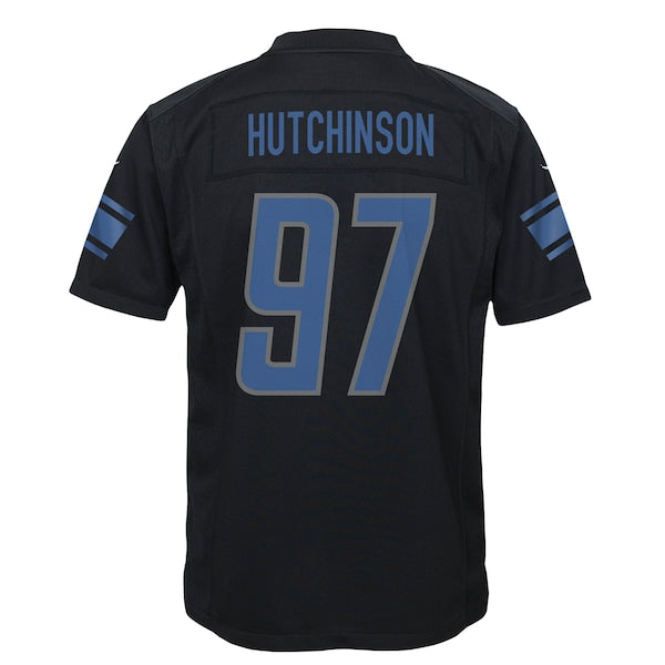 Aidan Hutchinson Detroit Lions Nike Youth Game Jersey - Black - Image 3