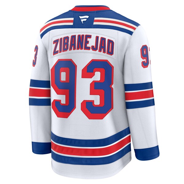 Mika Zibanejad New York Rangers Away Premium Jersey - White/Navy/Blue - Image 5