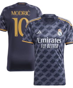 Alternative view of Luka Modric Los Merengues adidas 2023/24 Home Replica Jersey - White/Navy