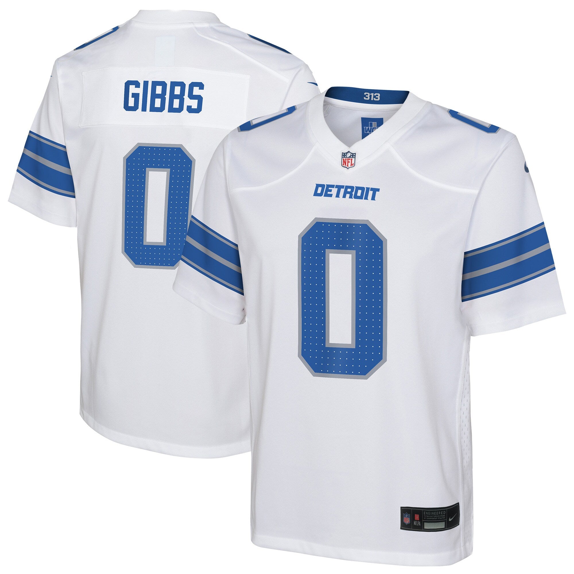 Jahmyr Gibbs Detroit Lions Nike Youth Team Game Jersey - Blue/White/Black - Image 5