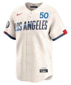 Alternative view of Mookie Betts Los Angeles Dodgers Nike City Connect Limited Player Jersey - Cream