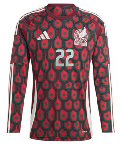 Alternative view of Hirving Lozano Mexico National Team adidas 2024 Home Replica Player Long Sleeve Jersey - Burgundy